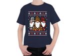 Gnomi Di Natale Elfi A Scacchi - Maglietta Unisex Per Bambini Con Maglione Natalizio, Navy, 128