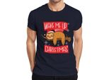 Wake Me Up When It's Christmas Sloth - Maglietta Da Uomo Christmas Gift Christmas, Navy, M
