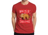 Wake Me Up When It's Christmas Sloth - Regalo Di Natale Maglietta Da Uomo Di Natale, Rossa, M