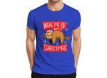 Wake Me Up When It's Christmas Sloth - Regalo Di Natale Maglietta Da Uomo, Blu, M