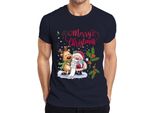 Maglietta Da Uomo Merry Christmas Santa Reindeer Wish List Mistletoe - Christmas Gift, Navy, Xl
