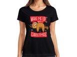 Wake Me Up When It's Christmas Sloth - Regalo Di Natale Maglietta Da Donna Natalizia, Nero, M