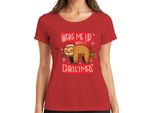 Wake Me Up When It's Christmas Sloth - Regalo Di Natale Maglietta Da Donna Natalizia, Rosso, M