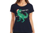 Maglietta Da Donna Tree Rex Christmas Tree Dinosaur - Regalo Di Natale, Navy, M