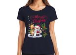 Merry Christmas Santa Reindeer Wish List Mistletoe - Maglietta Da Donna Con Regalo Di Natale, Navy, Xl