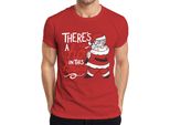 C'è Un Ho In Questa Casa Babbo Natale - Regalo Di Natale Maglietta Da Uomo, Rosso, Xxl
