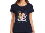 Babbo Natale Klaus Rudolf Renna Neve - Regalo Di Natale Maglietta Da Donna, Navy, 3XL