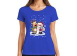 Babbo Natale Klaus Rudolf Renna Neve - Regalo Di Natale Maglietta Da Donna, Blu, 3XL