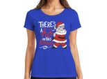 C'è Un Ho In Questa Casa Babbo Natale - Regalo Di Natale Maglietta Da Donna, Blu, Xxl