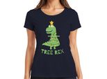 Maglietta Da Donna Tree Rex Christmas Tree T-Rex - Regalo Di Natale, Marina, 3XL