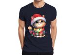 Catena Di Luci Per Gatti Amante Dei Gatti - Regalo Di Natale Maglietta Da Uomo, Navy, Xl
