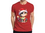 Catena Di Luci Per Gatti Amante Dei Gatti - Regalo Di Natale Maglietta Da Uomo, Rosso, 3XL