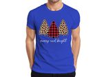 Merry And Bright Christmas Tree Chequered - Regalo Di Natale Maglietta Da Uomo Di Natale, Blu, S