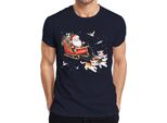 Maglietta Da Uomo Santa Claus Sleigh Cats Kitten - Christmas Gift Christmas, Navy, S