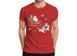Maglietta Da Uomo Santa Claus Sleigh Cats Kitten - Christmas Gift Christmas, Rosso, M