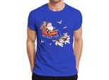 Maglietta Da Uomo Santa Claus Sleigh Cats Kitten - Christmas Gift Christmas, Blu, M