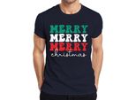 Maglietta Da Uomo Merry Merry Merry Christmas - Regalo Di Natale, Navy, S