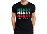 Maglietta Da Uomo Merry Merry Merry Christmas - Regalo Di Natale, Nero, L