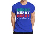 Maglietta Da Uomo Merry Merry Merry Christmas - Regalo Di Natale, Blu, S