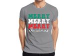 Maglietta Da Uomo Merry Merry Merry Christmas - Regalo Di Natale, Grigio, Xxl