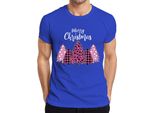Merry Christmas Albero Di Natale A Scacchi Rosa - Regalo Di Natale Maglietta Da Uomo, Blu, Xl