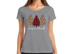 Merry And Bright Tannenbaum Checked - Regalo Di Natale Maglietta Da Donna, Grigio, S