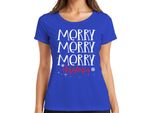 Merry Merry Merry Christmas - Maglietta Da Donna Con Regalo Di Natale, Blu, Xl