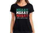 Merry Merry Merry Christmas - Maglietta Da Donna Con Regalo Di Natale, Nero, Xl