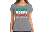 Merry Merry Merry Christmas - Maglietta Da Donna Con Regalo Di Natale, Grigio, Xl