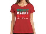 Merry Merry Merry Christmas - Maglietta Da Donna Con Regalo Di Natale, Rossa, Xl