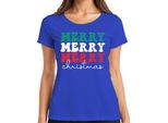 Merry Merry Merry Christmas - Maglietta Da Donna Con Regalo Di Natale, Blu, Xl