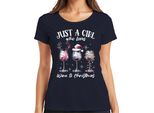 Solo Una Ragazza Che Ama Il Vino E Che Beve Vino A Natale - Regalo Di Natale Maglietta Da Donna, Navy, Xxl