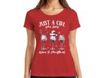 Solo Una Ragazza Che Ama Il Vino E Che Beve Vino A Natale - Maglietta Da Donna Con Regalo Di Natale, Rosso, Xxl