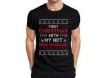 Primo Natale Con Il Mio Nuovo Marito Coppia - Regalo Di Natale Maglietta Da Uomo, Nero, Xl