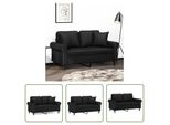 The Living Store Divano A 2 Posti Con Cuscini Decorativi Nero 120 Cm In Ecopelle