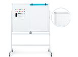 Costway Lavagna Mobile Bifacciale, 120 X 90 Cm, Lavagna Magnetica A Secco Con Motivo A Griglia, Ruote, Supporto E Portapenne, Accessori Inclusi Per Ufficio, Casa (Bianco)