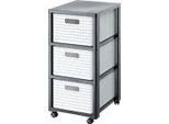 Rotho Country Contenitore Arrotolabile Con 3 Cassetti In Rattan, Plastica (Pp) Senza Bpa, Colore Bianco, 3 X A4/18 L, 37.5 X 32.5 X 71.2 Cm