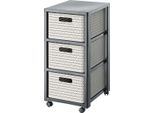 Rotho Country Contenitore Arrotolabile Con 3 Cassetti In Rattan, Plastica (Pp) Senza Bpa, Colore Cappuccino, 3 X A4/18 L, 37.5 X 32.5 X 71.2 Cm