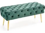 Halmar Panca Imbottita Per Corridoio Athena - Verde Scuro / Oro