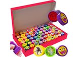 60 Pezzi Set Di Timbri In Plastica Per Bambini Autoinchiostranti Animali Dinosauro Smiley Timbro Giocattolo Premio 22388