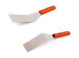 Set Di Spatole In Acciaio Inox Massiccio - 2 Pezzi Giratutto Con Manico In Legno Spatola Per Arrostire - Pala Per Arrostire Spatola Per Grigliate Spatola Per Barbecue Spatola Per Grigliate Da Cucina Giratutto Per Hamburger