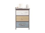 Rebecca Mobili Comodino Colorato Con 3 Cassetti In Legno Grigio-Blu E Bianco