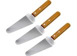 Set Di 3 Spatole In Acciaio Inox | Giratutto Con Manico In Legno | Sollevatore Per Pizza | Spatola Per Arrosti - Paletta Per Padella | Girarrosto | Spatola Da Griglia | Raschietto Da Cucina | Girarrosto Per Hamburger