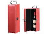 Scatola Regalo Per 1 Bottiglia Di Vino | Confezione Per Vino Con Chiusura | Scatola Per Vino In [Rosso] In Pelle Finta Per Bottiglia Di Vino Da 0,7 Litri | Scatola Portatile Per Vino | Ideale Per Regalare Una Bottiglia Di Vino Con Stile