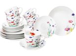 18 Pezzi Servizio Da Caffè Marie Porcelain 6 Persone Tazze Piattini Piatti Fiori