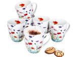 Set Di 6 Tazze Da Caffè Marie 320Ml In Porcellana 6 Persone Fiori Tè Cacao