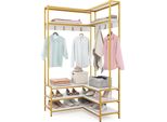 Costway Appendiabiti Ad Angolo Con Panca, Ripiani Aperti E 7 Ganci, Appendiabiti A L 90X90X178Cm
