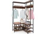 Costway Appendiabiti Ad Angolo Con Panca, Ripiani Aperti E 7 Ganci, Appendiabiti A L 90X90X178Cm