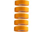 5 Rotoli Di Nastro Adesivo Professionale Oro 50 M X 24 Mm - Nastro Crespo Oro Per Pittori - Nastro Per Mascheratura Per Pittori E Decoratori - Crespo Per Interni Ed Esterni - Crespo Per Pittori - Nastro Adesivo Versatile Per Lavori Di Pittura