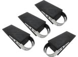 Set Di 4 - Fermaporta A Pavimento 12 X 5 X 3 Cm, Fermaporta In Gomma, Fermaporta A Pavimento In Acciaio Inox E Gomma, Protezione A Cuneo, Fermaporta In Gomma Antiscivolo, Cuneo Fermaporta, Protezione Porta, 4 Fermaporta
